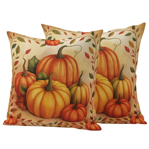 Burnt Orange Pumpkins Fall Waterproof Outdoor Pillow Covers 18''x18 ...