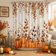 thumbnail image 1 of Burnt Orange Pumpkins Thanksgiving Shower Curtains for Bathroom, Fall Eucalyptus Leaves Rustic Waterproof Fabric Shower Curtain, Decorative Bathroom Curtain for Bathtub, 36"x72", No Hooks Included, 1 of 9