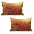 thumbnail image 1 of Burnt Orange Quilted Pillowcover Set of 2, Modern Mosaic Art Texture with Small Frames and Lines Fall Illustration, Standard Queen Size Pillow Cover for Bedroom, 36" x 20", Orange Yellow, by Ambesonne, 1 of 1