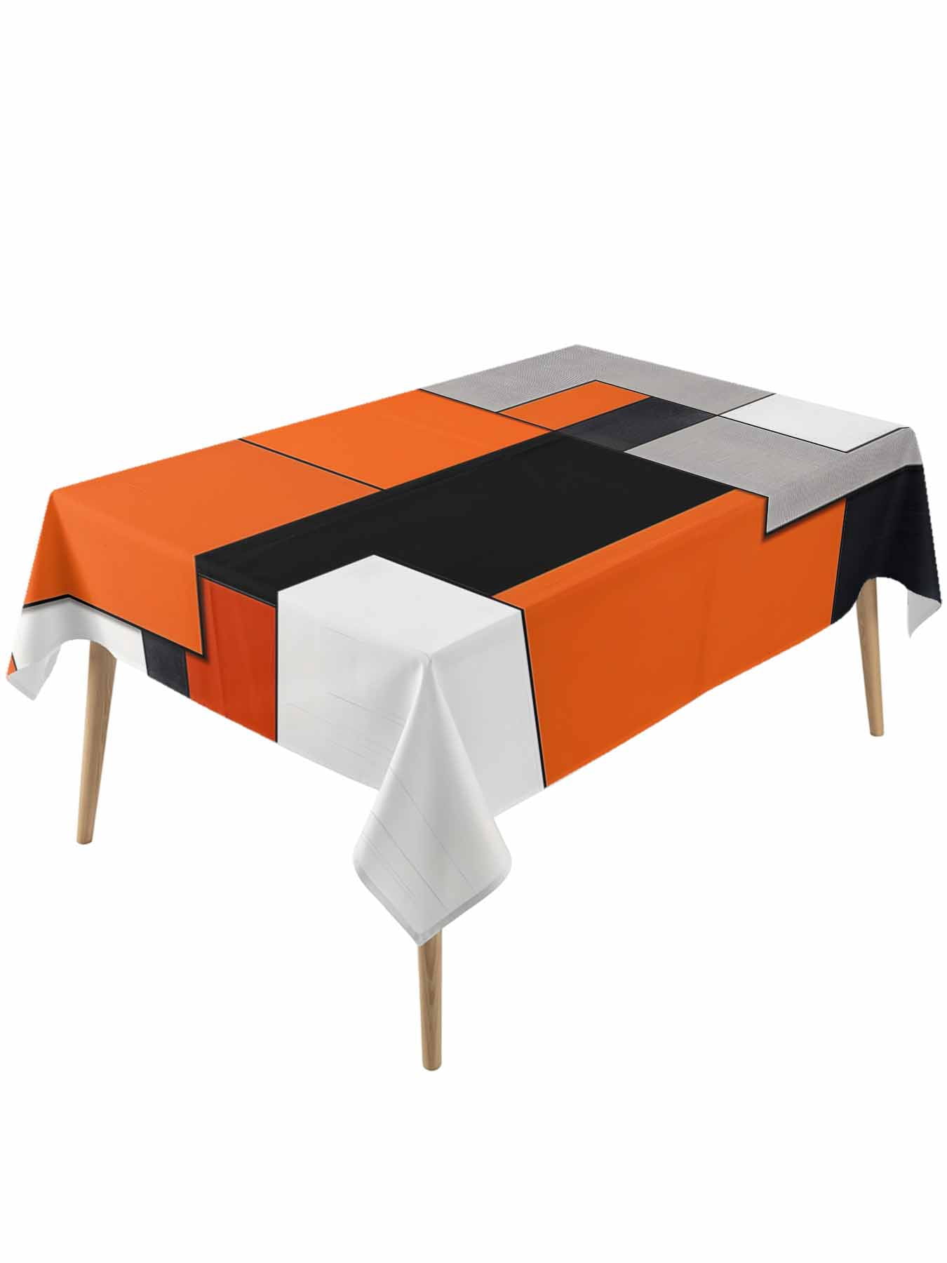 Burnt Orange Red Black Table Cloth, Waterproof Tablecloth for Rectangle ...