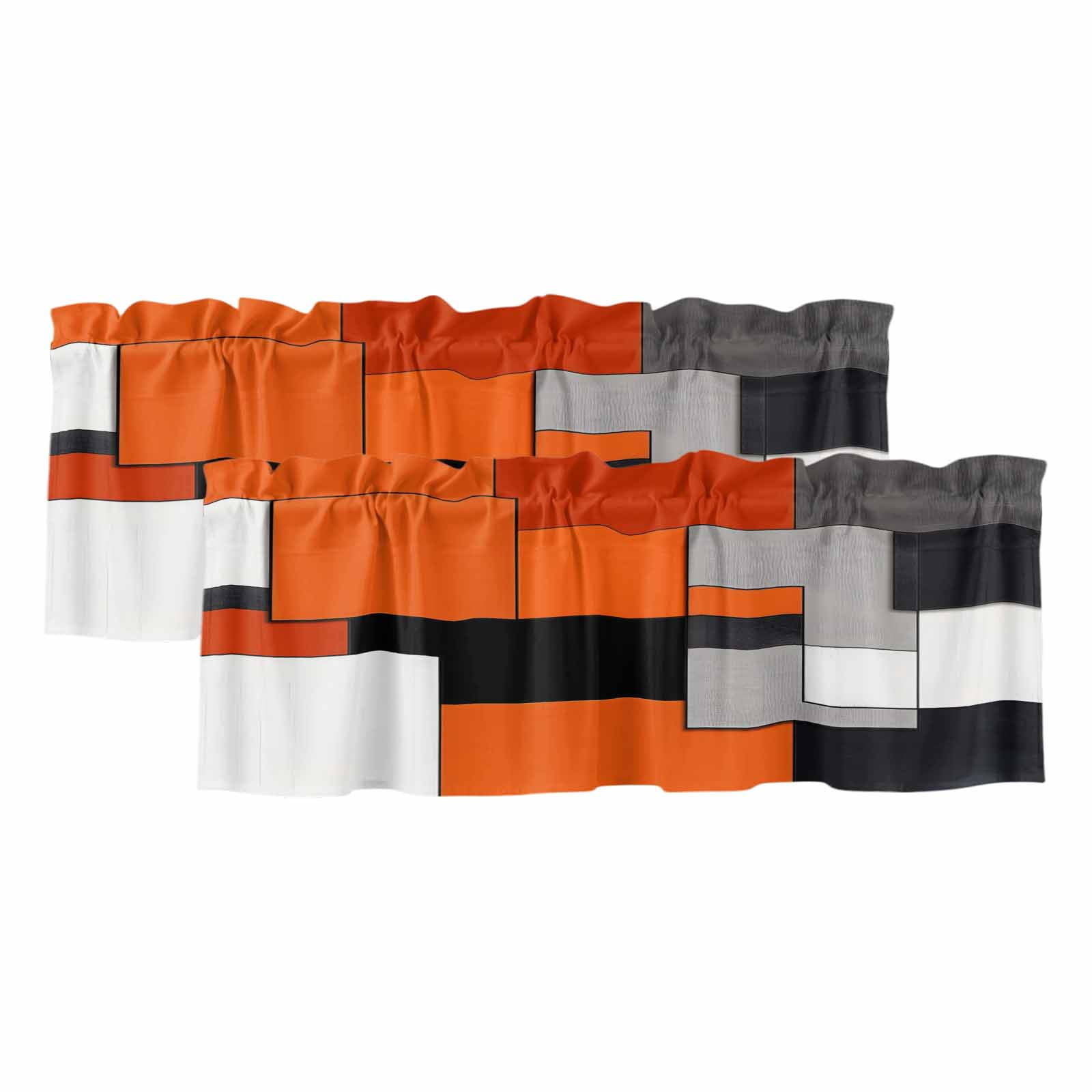 Burnt Orange Red Black Valances for Windows 2 Panels,Light Filtering ...