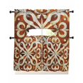 thumbnail image 1 of Burnt Orange Retro Kitchen Curtains Sets 36 Inch Length with Valance, Ethnic Flowers Impressionist Art Swag Valances and Tiers Curtain Set Drapes Swag Curtains for Living Room, Bathroom, Bedroom, 1 of 6