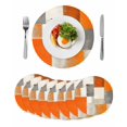 thumbnail image 1 of Burnt Orange Round 15 Inch Placemats Set of 8, Grey Modern Abstract Art Oil Painting Geometric HeatResistant Non Slip Place Mats for Dining Table, Wipeable Braided Kitchen Table Mats for Housewarming, 1 of 9