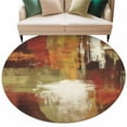 thumbnail image 1 of Burnt Orange Round Area Rug 5ft Washable Large Round Rug for Living Room, Circle Rugs for Dining Room, Fall Modern Oil Painting Abstract Art Green Brown Floor Carpet for Bedroom Entryway Office, 1 of 8