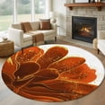 thumbnail image 1 of Burnt Orange Round Area Rug 7 FT, Non Slip Living Room Area Carpet, Sparkle Gold Stained Floral Flower Art Washable Soft Circular Rug Non-Shedding Floor Carpet for Bedside Office Play Room Classroom, 1 of 9