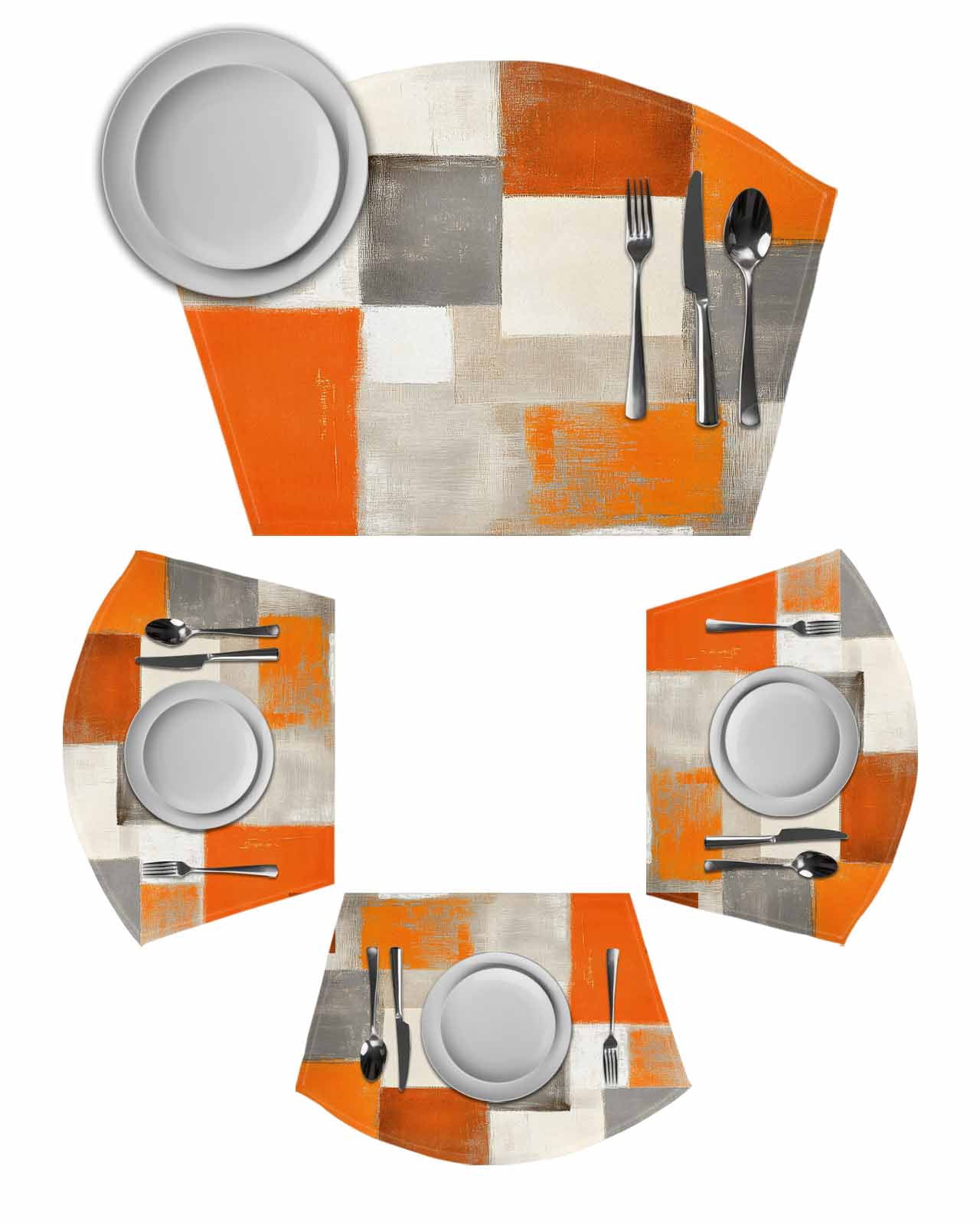 Burnt Orange Round Table Placemats Set of 2 Wedge Placemats, Grey ...