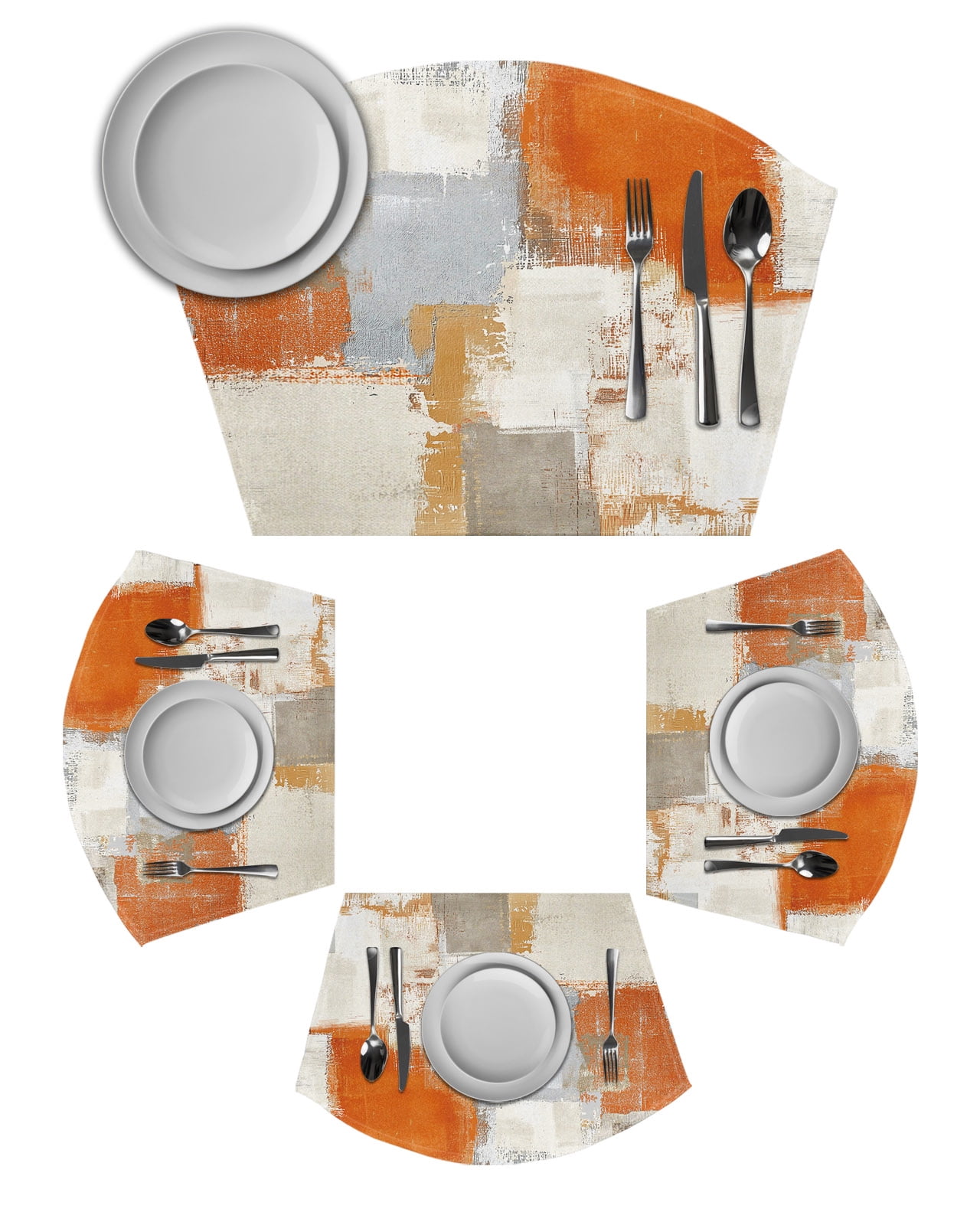 Burnt Orange Round Table Placemats Set of 4 Wedge Placemats, Modern ...