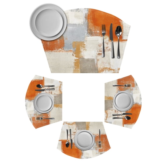 Burnt Orange Round Table Placemats Set of 6 Wedge Placemats, Modern ...