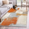 thumbnail image 1 of Burnt Orange Runner Rug 2.7x5 FT, Non Slip Entryway Carpet, Modern Geometric Grey Oil Painting Abstract Washable Soft Floor Carpet Entrance Mat Non-Shedding Throw Rug for Hallway Laundry Room Bedside, 1 of 9