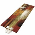 thumbnail image 1 of Burnt Orange Runner Rug 2x6 Washable Kitchen Rug Non-Slip Lightweight Thin Low Pile Bathroom Runner Fall Modern Oil Painting Abstract Art Green Brown Carpet for Hallway Laundry Room Bedroom Entryway, 1 of 8