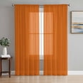 thumbnail image 1 of Burnt Orange Sheer Curtains 63 Inch Length 2 Panels Set, Country Modern Farmhouse Solid Fall Orange Voile Window Treatment Rod Pocket Curtains Sheers Drapes for Bedroom/Living Room/Kitchen 52x"63"x2, 1 of 8