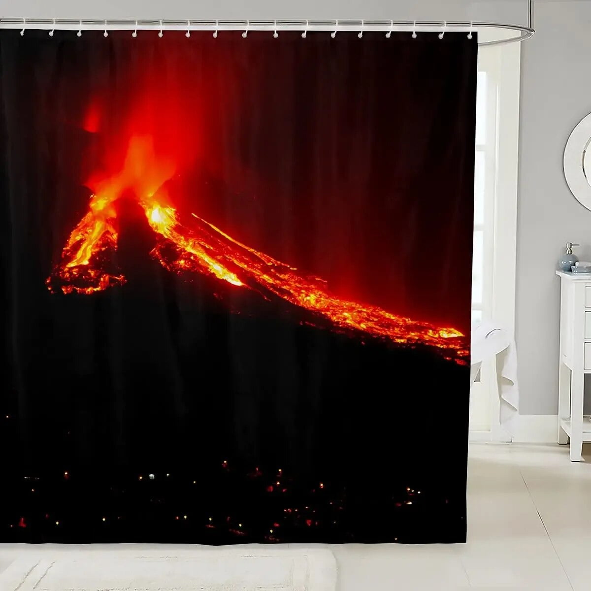 Burnt Orange Shower Curtain Hot Lava Texture Bursting Volcanic Heated ...