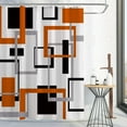 thumbnail image 1 of Burnt Orange Shower Curtain, Mid Century Modern Geometric Shower Curtain Set, Abstract Orange Black Grey Square White Backdrop Waterproof Fabric Shower Curtain for Bathroom Decor, 72 x 72, 1 of 6
