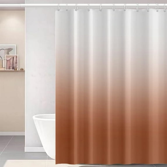 Burnt Orange Shower Curtain Set with Hooks Modern Ombre White Caramel Shower Curtains for Bathroom Hotel Dorm Solid Boho Waterproof Fabric Shower Curtain 84x72inches