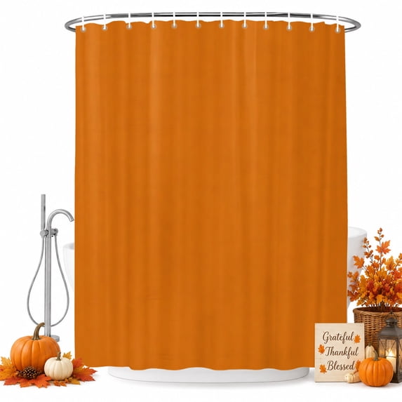Burnt Orange Shower Curtain, Waterproof Shower Curtains for Bathroom, Country Farmhouse Solid Fall Warm Orange Washable Fabric Bathtub Curtain Set Bath Decor with 12 Hooks Long 72"x84"