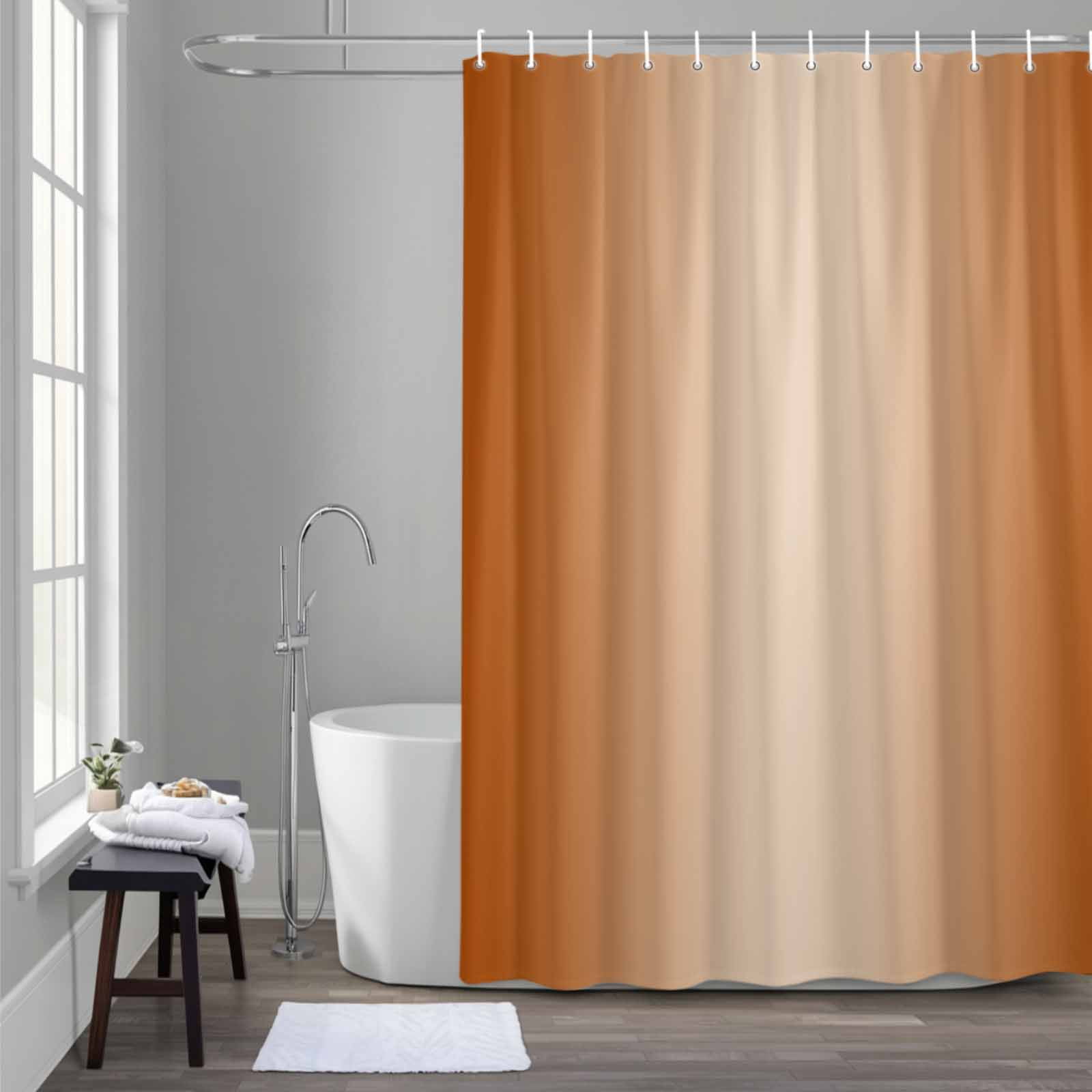 Burnt Orange Shower Curtain for Bathroom Decor, Ombre Solid Color