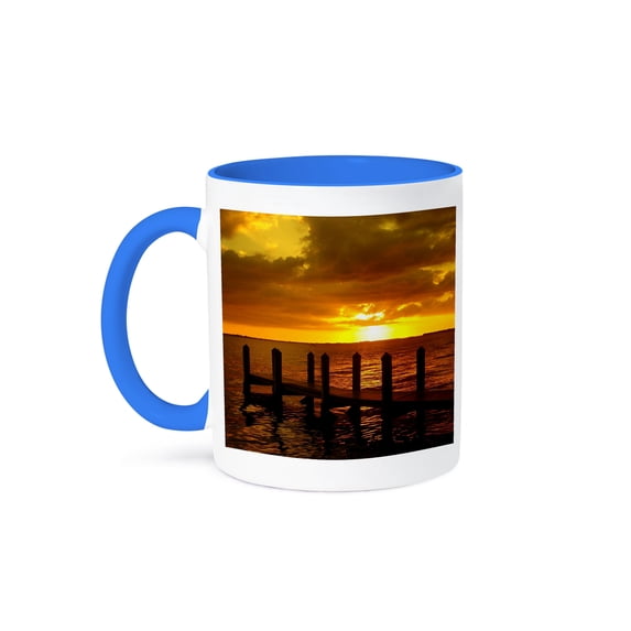 3dRose, Burnt Orange Sky, 15oz Two-Tone Blue Mug