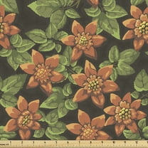 Burnt Orange Sofa Upholstery Fabric by the Yard, Continuous Floral Pattern with Hand Paint Like Petals and Leaves, Decorative Fabric for DIY & Home Accents, 5 Yards, Dark Taupe and Green by Ambesonne