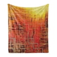 thumbnail image 1 of Burnt Orange Soft Flannel Fleece Throw Blanket, Modern Mosaic Art Texture with Small Frames and Lines Fall Illustration, Cozy Plush for Indoor and Outdoor Use, 60" x 80", Orange Yellow, by Ambesonne, 1 of 5