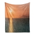 thumbnail image 1 of Burnt Orange Soft Flannel Fleece Throw Blanket, Sunrise over Ocean Burnt Horizon Reflection Seascape Coastal Theme, Cozy Plush for Indoor and Outdoor Use, 70" x 90", Orange Blue, by Ambesonne, 1 of 5