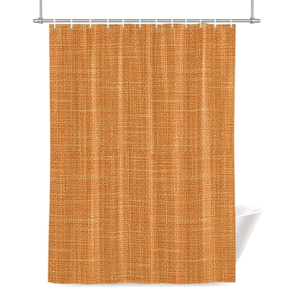Burnt Orange Solid Shower Curtain, Minimalist Cloth Sunset Orange Linen Texture Waterproof Shower Curtain Set with 12 Hooks Lightweight Bath Curtains Fabric Bathroom Decor 72x72 Inches