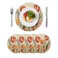 thumbnail image 1 of Burnt Orange Spring Floral Round 13 Inch Placemats Set of 4, Summer Botanical Tulip Vintage HeatResistant Non Slip Place Mats for Dining Table, Wipeable Braided Kitchen Table Mats for Housewarming, 1 of 9