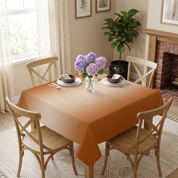 Burnt Orange Square Tablecloth 54x54 Inch Ombre Waterproof Polyester Tablecloth for Dining Table, Washable Table Cover for Kitchen Dining Room Wedding Decoration,Stain Resistant