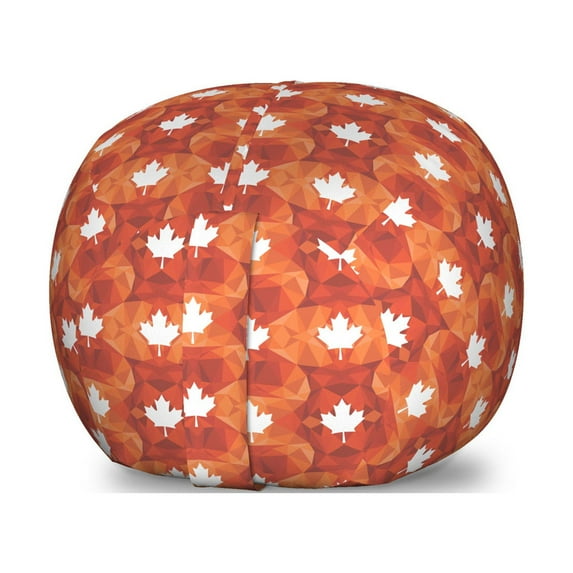 Burnt Orange Storage Toy Bag Chair, Canadian Maple Leaf Silhouette on Low Poly Style Creative Background, Stuffed Animal Organizer Washable Bag, Small Size, Multicolor, by Ambesonne