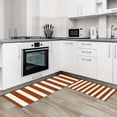 thumbnail image 1 of Burnt Orange Stripe 2 Pieces Non-Slip Kitchen Mat Set Farmhouse Striped Abstract Art Soft Door Mat with Rubber Backing,Dirtproof Rugs for Entrance Doorway 19.7x31.5in+19.7x63in, 1 of 9