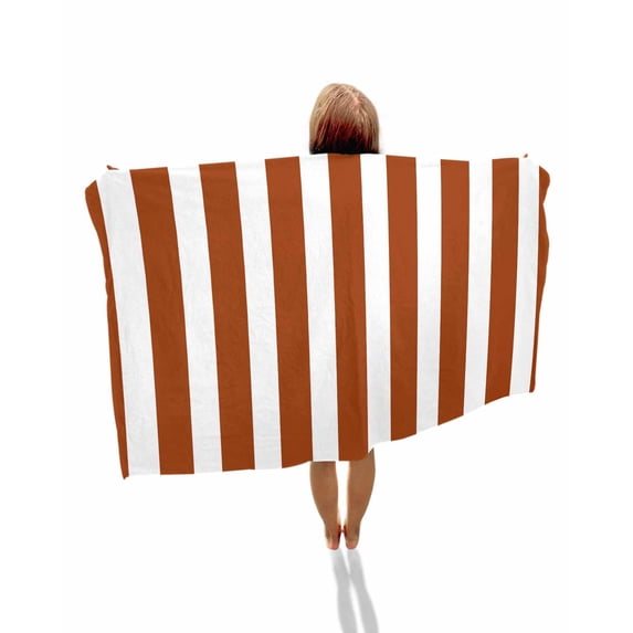 Burnt Orange Stripe Beach Towels Oversized Super Absorbent, Farmhouse Striped Abstract Art Lightweight Bath Towel Quick Dry Sets For Bathroom/Pool/Rv Camping/Beach Play/Gym Room/Picnic 31"x62"