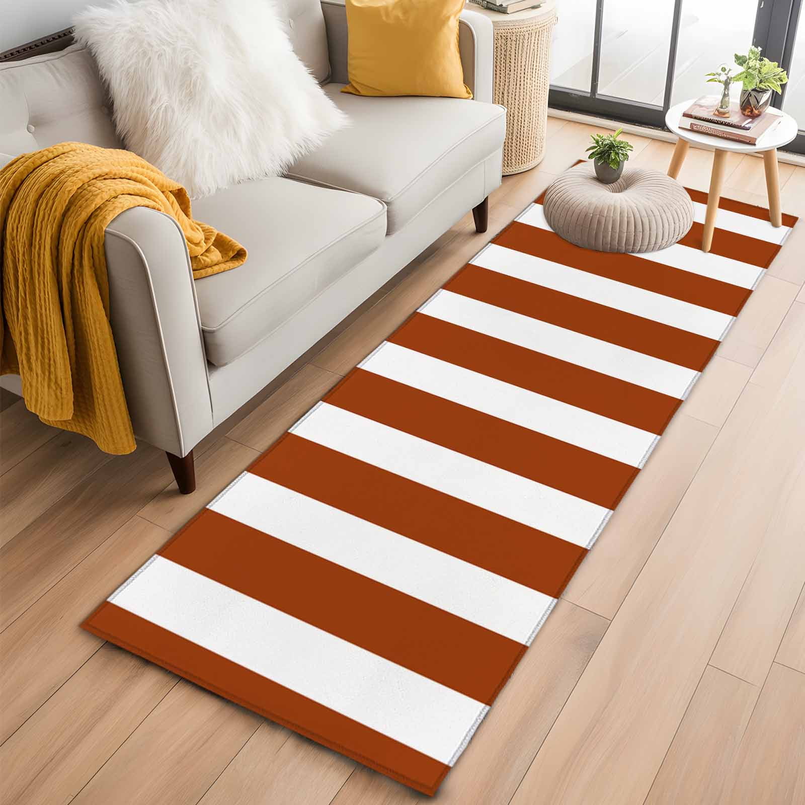 Burnt Orange Stripe Kitchen Runner Rug 2x6 Washable Runners for Hallway ...
