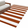 thumbnail image 1 of Burnt Orange Stripe Large Area Rugs for Bedroom Living Room, Soft Non Slip Carpet Bedside Rug, Farmhouse Striped Abstract Art Rectangular Floor Cover Kitchen Accent Rug 4'x6' for Dining Room/Office, 1 of 9