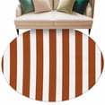 thumbnail image 1 of Burnt Orange Stripe Large Area Rugs for Bedroom Living Room, Soft Non Slip Carpet Bedside Rug, Farmhouse Striped Abstract Art Round Floor Cover Kitchen Accent Rug 8' for Dining Room/Office, 1 of 9