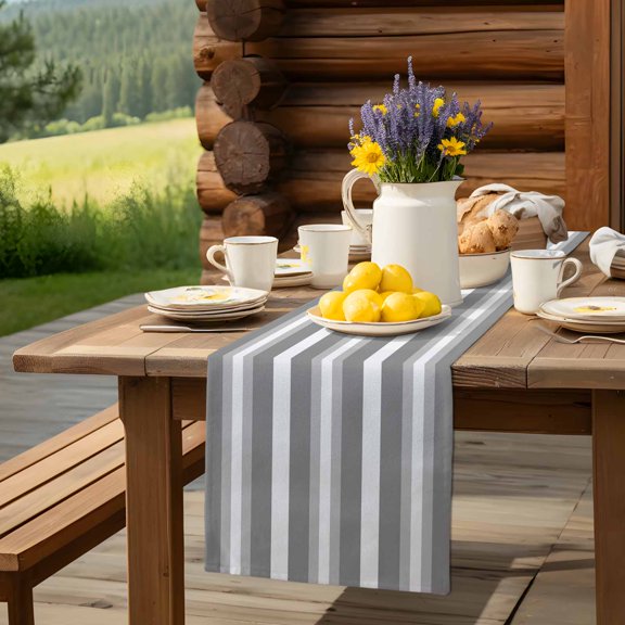 Burnt Orange Stripe Table Runner 13x70in Non-Slip Cotton Linen Table Runners, Modern Minimalist Style Dresser Scarves TableRunner for Dinner Kitchen Dining Wedding Party