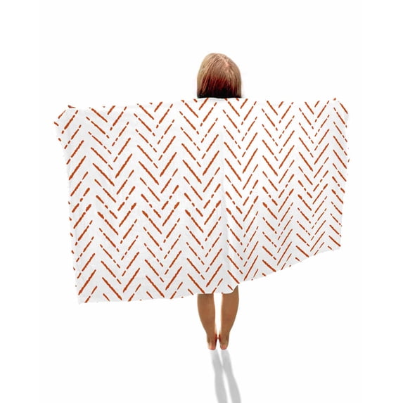 Burnt Orange Striped Beach Towels Oversized Super Absorbent, Modern Abstract Art Geometric Lightweight Bath Towel Quick Dry Sets For Bathroom/Pool/Rv Camping/Beach Play/Gym Room/Picnic 31"x62"