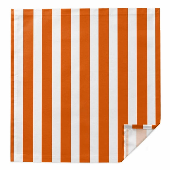 Burnt Orange Striped Cloth Napkins Washable Set of 1, Thanksgiving Orange White Stripes Reusable Dinner Table Napkins Cloth Bulk for Weddings Kitchen Restaurants Hotel Events Parties 20 x 20 Inch