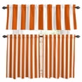thumbnail image 1 of Burnt Orange Striped Kitchen Curtains Sets for Windows 24 Inch Length, Thanksgiving Orange White Stripes Rod Pocket Window Treatments Tier Curtains and Valances Set for Bedroom/Bathroom, 1 of 8