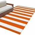 thumbnail image 1 of Burnt Orange Striped Large Area Rugs for Bedroom Living Room, Soft Non Slip Carpet Bedside Rug, Thanksgiving Orange White Stripes Rectangular Floor Cover Kitchen Accent Rug 3'x5' for Office, 1 of 9