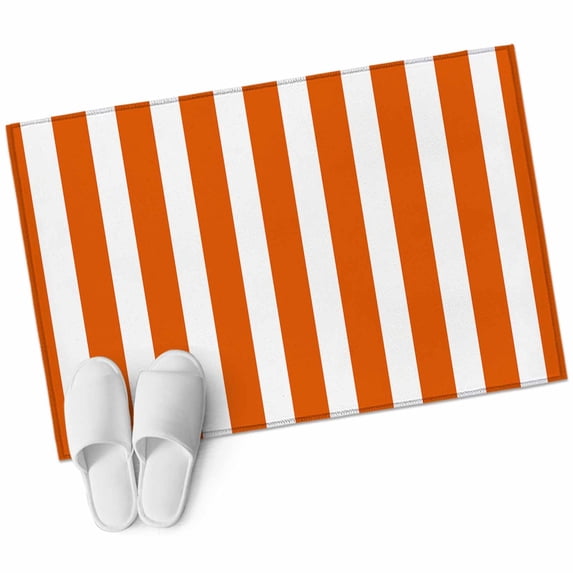 Burnt Orange Striped Large Area Rugs for Bedroom Living Room, Soft Non Slip Carpet Bedside Rug, Thanksgiving Orange White Stripes Rectangular Floor Cover Kitchen Accent Rug 2'x3' for Office