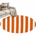 thumbnail image 1 of Burnt Orange Striped Large Area Rugs for Bedroom Living Room, Soft Non Slip Carpet Bedside Rug, Thanksgiving Orange White Stripes Round Floor Cover Kitchen Accent Rug 4' for Dining Room/Office, 1 of 9