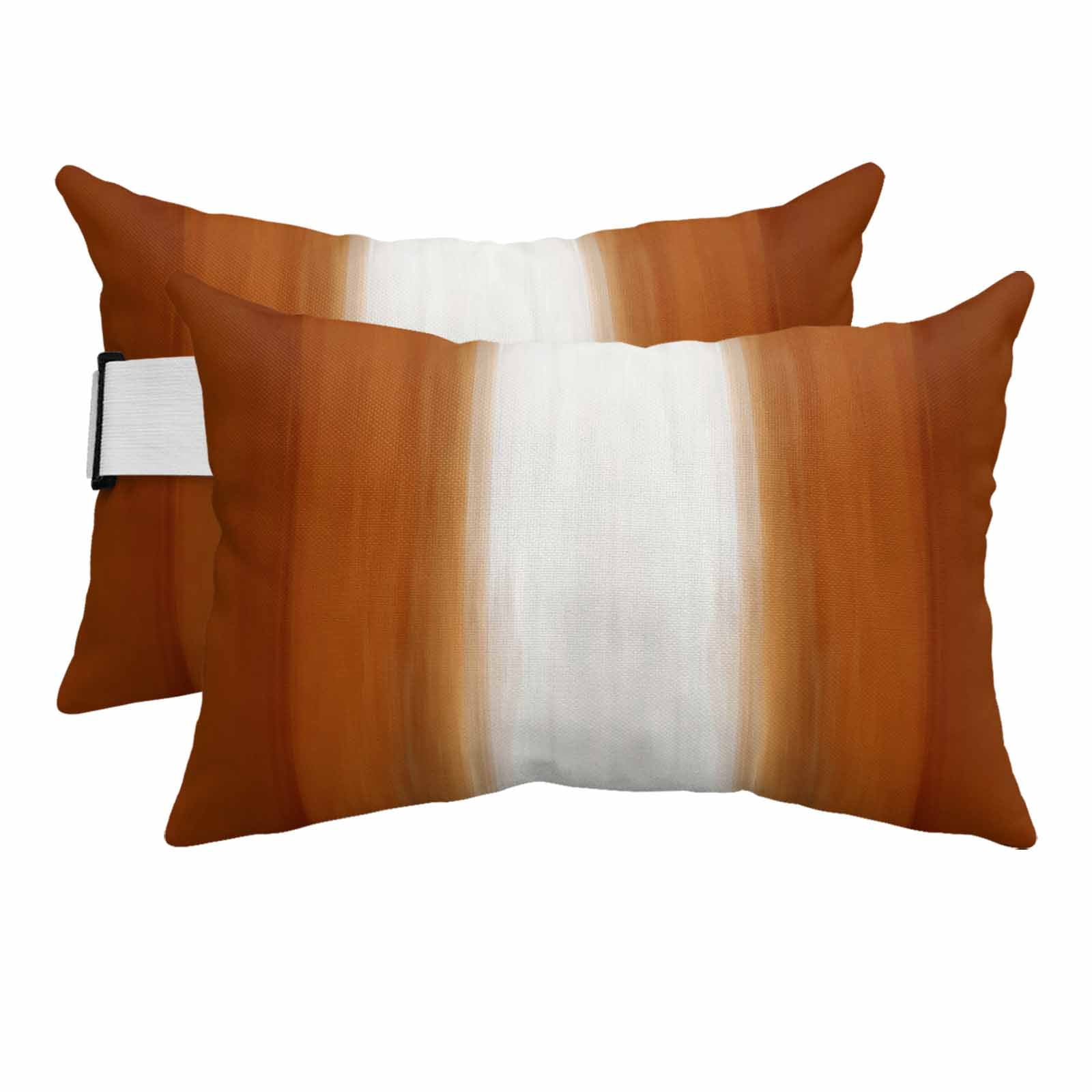 Burnt Orange Striped Outdoor Pillows for Chaise Lounge Chair Waterproof Lumbar Pillows with Insert&Strap Beach Headrest Pillow Thanksgiving Orange White Stripes Pillow for Patio Pool 11x16 Burnt Orange Striped Outdoor Pillows for Chaise Lounge Chair Waterproof Lumbar Pillows with Insert&Strap Beach Headrest Pillow Thanksgiving Orange White Stripes Pillow for Patio Pool 11x16