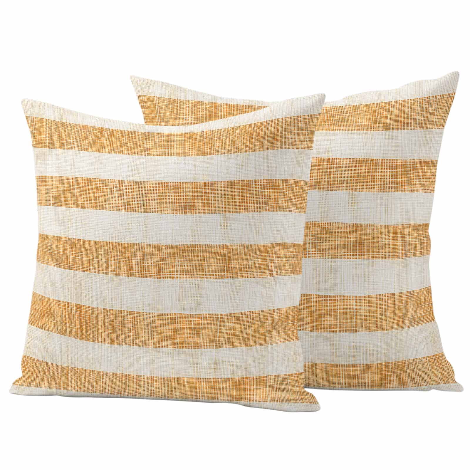 Burnt Orange Striped Outdoor Waterproof Pillow Covers, Farmhouse Vintage Stripes Decorative Square Throw Pillowcase Sofa Cushion Sham for Patio/Couch/Chair, 16"x16" 2 Pack