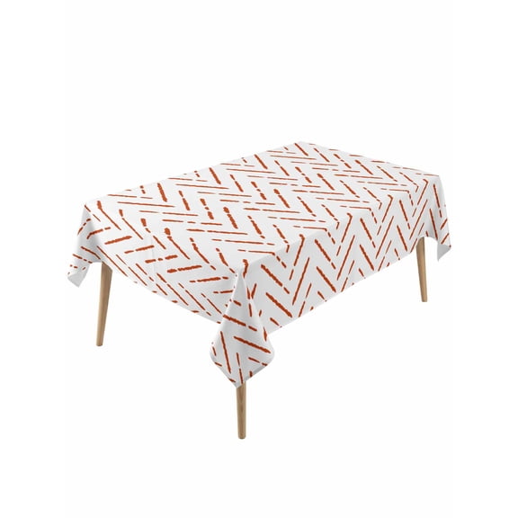 Burnt Orange Striped Rectangle Tablecloth, Modern Abstract Art Geometric Waterproof & StainResistant Tablecloth, Washable Oil-proof Table Cover for Dining/Party/Wedding/Camping/Buffet 60x120 In
