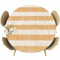 thumbnail image 1 of Burnt Orange Striped Round Tablecloth, Fitted Table Cover with Elastic for 36"-44" Round Tables, Farmhouse Vintage Stripes Table Cloth Outdoor Indoor Dinning Party Waterproof Tablecloths, 1 of 7