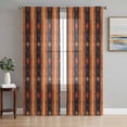 thumbnail image 1 of Burnt Orange Striped Sheer Curtains 96 Inch Length 2 Panels Set, Modern Southwest Geometric Voile Window Treatment Semi Sheer Long Curtains Drapes for Bedroom/Living Room/Kitchen 52"x96"x2, 1 of 7
