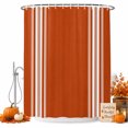 thumbnail image 1 of Burnt Orange Striped Shower Curtain Set - Small 36" x 72" Washable Bathtub Curtain with 12 Hooks, Farmhouse White Stripes Aesthetics Waterproof Fabric Stall Shower Curtains for Bathroom Décor, 1 of 8