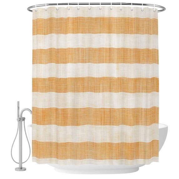 Burnt Orange Striped Shower Curtain, Waterproof Shower Curtains for Bathroom, Farmhouse Vintage Stripes Washable Fabric Bathtub Curtain Set Bath Decor with 12 Hooks Extra Long 72"x96"