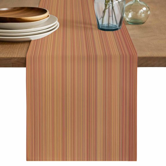 Burnt Orange Striped Table Runner 70 Inches Long,Vintage Stripes Farmhouse Line Cotton Linen Table Runners Dresser Scarves,Fabric Tabletop Scarf Furniture Cover for Home Dinner Party 13"x70"