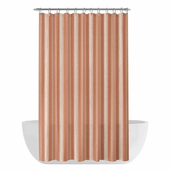 Burnt Orange Stripes Shower Curtain - Water Repellent Fabric Shower Curtains Washable, Farmhouse Vertical Striped Vintage Decorative Polyester Cloth Bathroom Curtains Modern Bath Decor 36"x72"
