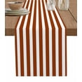thumbnail image 1 of Burnt Orange Stripes Table Runner Cotton Linen 36 Inch Holiday Dresser Scarves, Farmhouse White Simple Vertical Striped Tablerunner for Kitchen Coffee Dining Bedroom Dinner Scarf Décor 13''x36'', 1 of 9